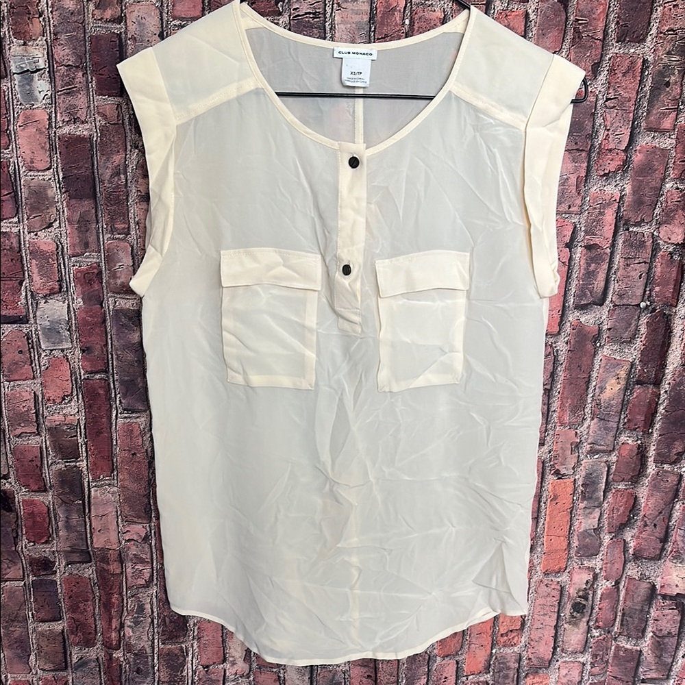Club Monaco Ivory Silk Sleeveless Blouse XS